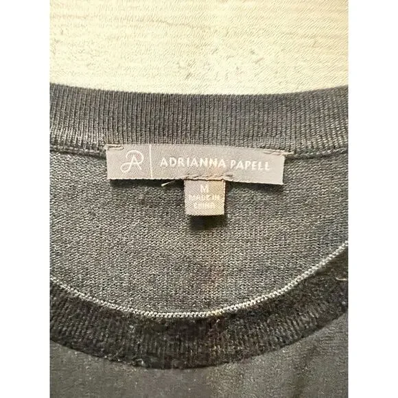 Arianna Papell Black Sheer Neck Short Sleeve Sweater Size Medium (E) - Picture 4 of 5